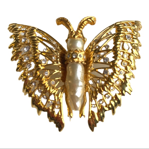 VTG Kenneth Lane Designer RARE! Rhinestone Butterfly Brooch Pin Signed - Picture 6 of 6
